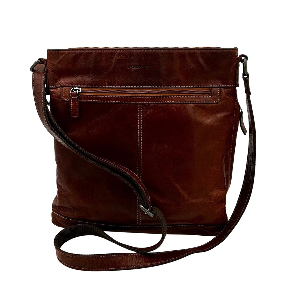 Jack Georges Voyager Leather Crossbody Bag Brown Buffalo Leather Organizer